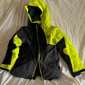 Spyder Kids Bright Yellow and Black Ski Jacket